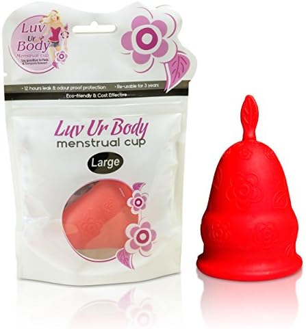 Luv Ur Body Menstrual Cup โ Eco Friendly, Soft, Flexible, Firm and Hypoallergenic FDA Approved Medical-Grade Silicone โ Prevent Shafting Rashes Reduce Menstrual Cramps (Large - Red)