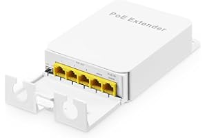 Outdoor Gigabit PoE Passthrough Switch, 1 POE in 4 POE Out Extender, IEEE802.3af/at/bt Powered 90W, 10/100/1000Mbps Ethernet,