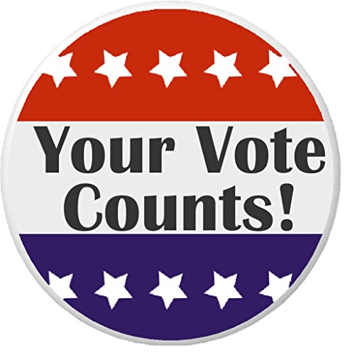 Your Vote Counts! Red White Blue Stars 1.25' Button Pin Voter Campaign Election