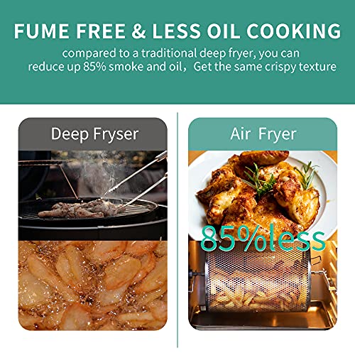 Besile Air Fryer Toaster Oven,Digital LCD Touch Screen,Rotisserie Oven,Deep Fryer,Dehydrator, Roaster, Warmer, Reheater, Pizza Oven,Cooking Accessories Included(12QT,1700W,Black)