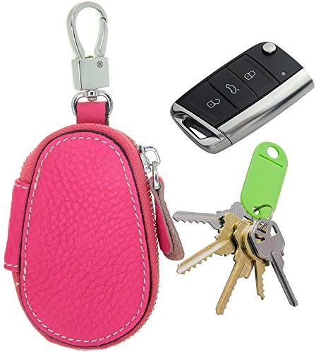 Zipper Car Key Case Holder Wallet Keychain Coin Purse Genuine Leather Car Styling Remote Key Cover Protector Keyless Enrty Case Change Clutch