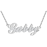 Dancing Wolf Silver Gabby Name Necklace Initial Charm Nameplate Necklaces for Womens Birthday Friendship Jewelry Stainless Steel