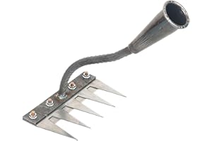 Gardenia Iron Weed Rake, Manganese Steel Weeding Rake with 5 to 8 Teeth for Gardening, Multifunctional Hand Tool for Weeding 