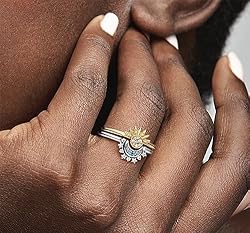 Gtrlums Celestial Sun and Moon Ring Set for