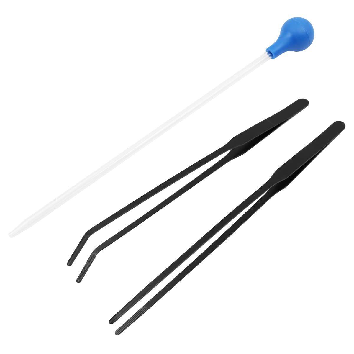 VOANZO 3 Pieces Tank Accessories Extra Long Tweezers for Aquarium Coral Feeder Long Syringe for Reef Roids Aquatic Plant Spider Snake Lizard