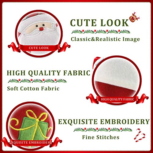 WEWILL 18’’ Classic Red Christmas Stockings Set of 3 Embroidered Snowman Reindeer Santa Claus Play Snow Christmas Stocking Kit with Gifts Bag Home Holiday Decoration - Thumbnail 4