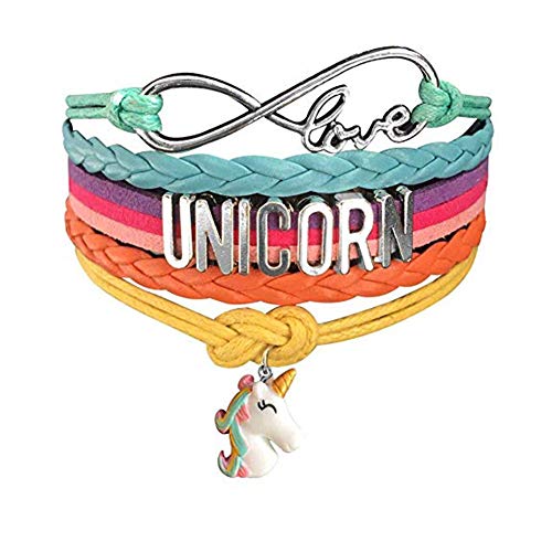 Shefine aiyaya Cute Unicorn Charm Multilayer Bracelet Wristband Handmade Rainbow Fashion Jewelry Infinity Love, Gifts for Girls