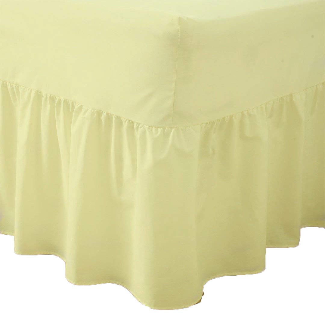 AmigoZone Plain Pollycotton Valance Fitted Sheet Or Pillow Pair Cases (King, Lemon)