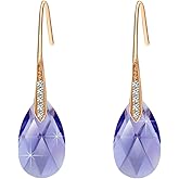 Austrian Crystal Teardrop Dangle Earrings for Women Drop Hook Earring 14K Rose Gold Plated Hypoallergenic Jewelry