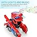 Sunnhan Transforming Toys, 2 in 1 Transforming Dinosaur LED Car Dinosaur Transform Car Toy Automatic Dinosaur Dino Transformer Toy Car Lamps for Kids,Toddlers ( Ages 3-12, Red)