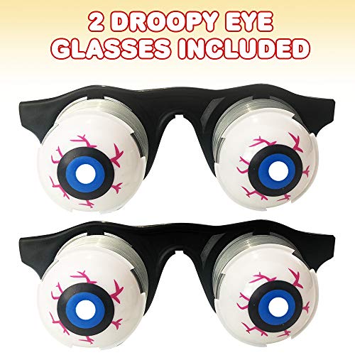 ArtCreativity Droopy Eye Glasses for Kids, Set of 2, Funny Glasses with