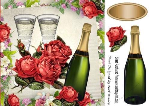 Card Making Kits Home Garden Store Gaixample Org Red Roses Champagne In Floral Frame For Anniversary 8x8 By Nick Bowley