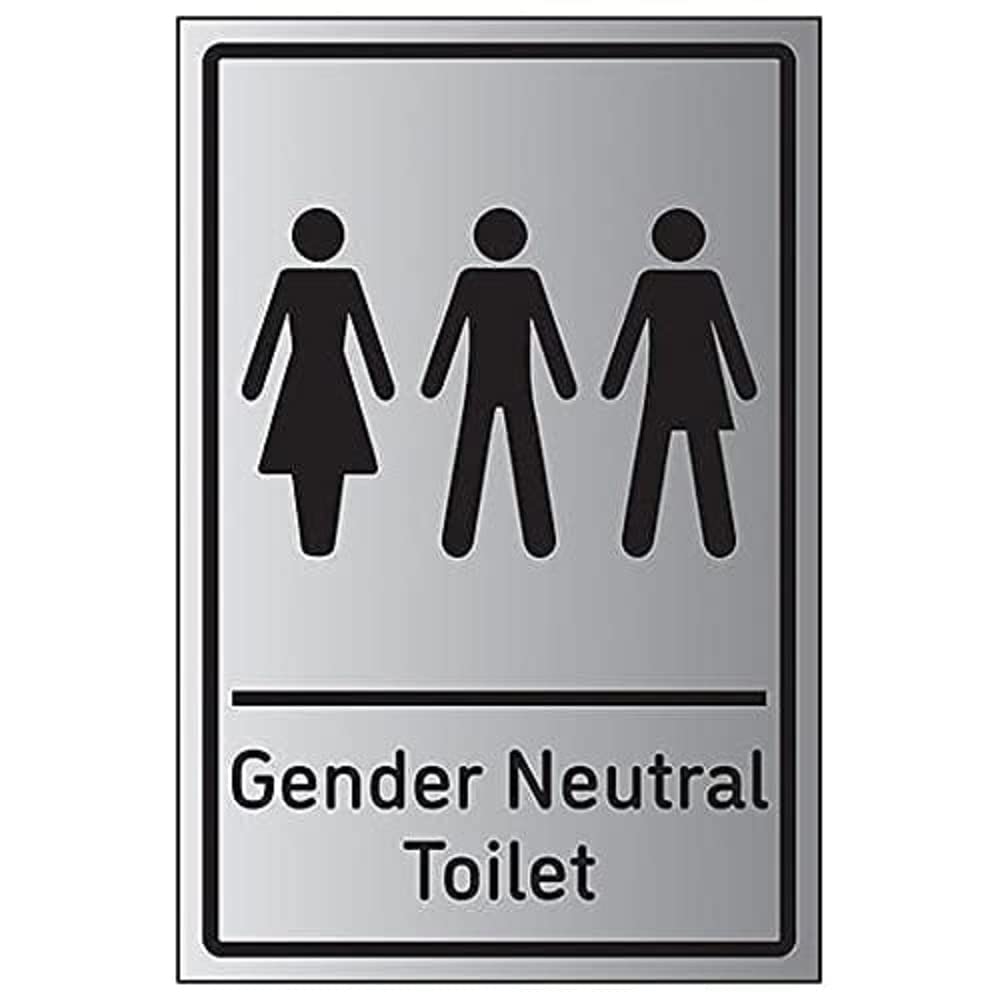 V Safety Gender Neutral Toilet - 150mm x 200mm - 1.6mm Aluminium Effect Rigid Plastic