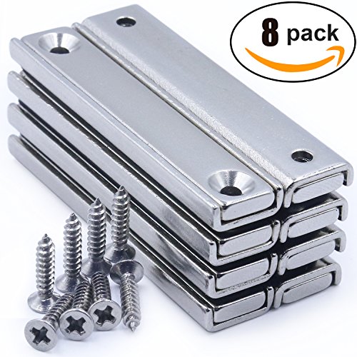 Strong neodymium rectangular pot magnets with counter bore, count…