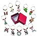SANHE Christmas Wine Glass Charms Tags, Wine Drinker Gifts, Champagne Cocktail Drink Markers set of 12 in gift box（silver）