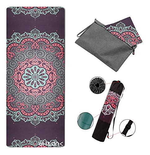 TXK Yoga Mat Non Slip Hot Yoga Mat,Eco-Friendly Natural Rubber | Best for Yoga, Pilates, Exercise, Workout, Bikram and Hot Yoga. Luxury Sweat- Grip Mat. (Flower, 72”×27”×1.5mm)