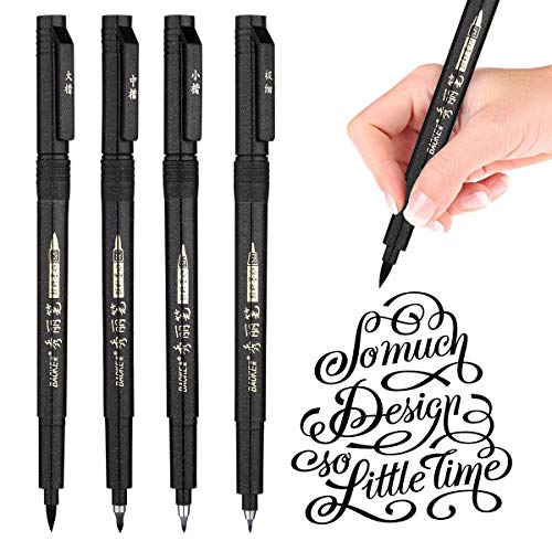BOXUN Hand Lettering Pens 4 Size Refillable Modern Black Calligraphy