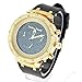 Techno Trend Gold Black Hip Hop Rapper Buckle Band Baller Wrist Watch