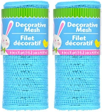 Decorative Mesh Rolls for Crafting Wreaths, Centerpieces, Displays, Table Drape and More, 5 Yards (2 Rolls, Blue)