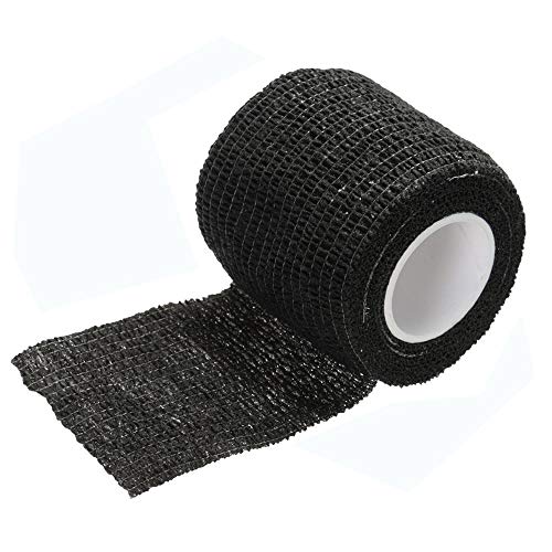 Tattoo Grip Cover - Romlon 6pcs Disposable Cohesive Tattoo Grip Cover Wrap, Self Bandage Roll Elastic Handle Grip Tube for Tattoo Machine Tattoo Grip Accessories, Sports Tape Cover Super Durable Blac