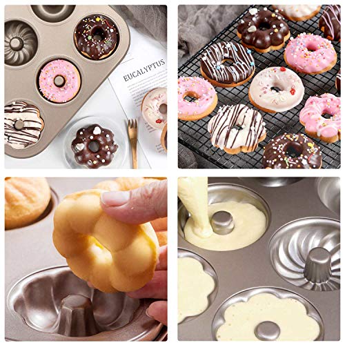 Beasea Donut Molds for Baking 6Cavity, 2 Count Doughnut Baking Pan
