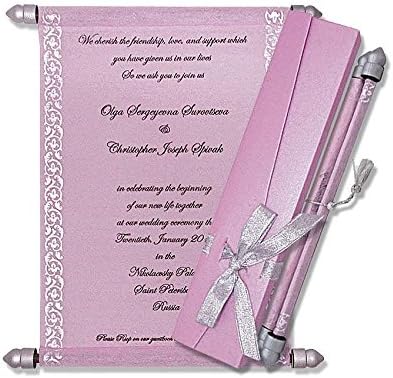 MackMark Scroll Invitations, Scroll Wedding Invitations (10 pcs) (Baby Pink)