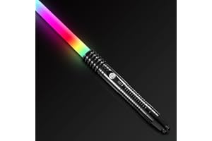 Homsky Lightsaber for Kids Adults, Pixel Lightsaber with 11 Light Effects & 11 SoundFonts, USB Rechargeable Metal Hilt Real Lightsaber for Halloween Cosplay Birthday Gift