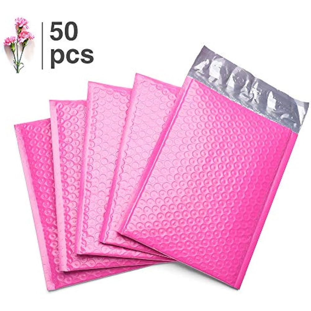 Fu Global 4x8 Inch Poly Bubble Mailer Pink Self Seal Padded Envelopes