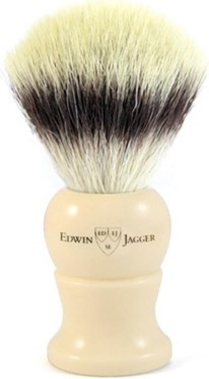 Edwin Jagger Synthetic, Super, Silver & Best Badger Shaving Brush (Extra Large, Synthetic Fill, Imitation Ivory)