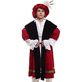 GRACERT Men's King Henry VIII Costume with Hat Halloween Shakespeare Cosplay