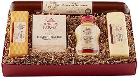 Hickory Farms Summer Beef Sausage Sweet Mustard Smoked Cheddar Best 3.5 Pounds Boxed Gift