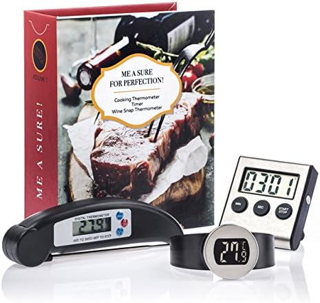 3 in 1 - Kitchen Cooking Instant Read Thermometer - Digital Kitchen Timer - Wine Bottle Thermometer