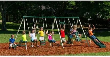 Deluxe Trapeze Swing Big Adventure Metal Swing Set, Steel Frame with HDPE Plastics