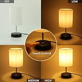 HSLighting Bedside Lamp Touch Control 3-Way Dimmable LED Black view 2