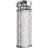 WVMKOR Mini Kerosene Lighter Creative Retro Old-Fashioned Grinding Wheel Lighter Men's Gift (HT729SILVER)