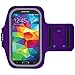 i2 Gear Cell Phone Armband Case for Running - Workout Phone Holder with Adjustable Arm Band and Reflective Border - Medium Armband for iPhone 8, 7, 6, 6S, Galaxy S6, S5, Purple