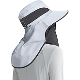 Womens Sun Hat Wide Brim UPF50+ Outdoor Sun Protection Ladies Fishing Hat with Neck Flap Detachable Face Cover