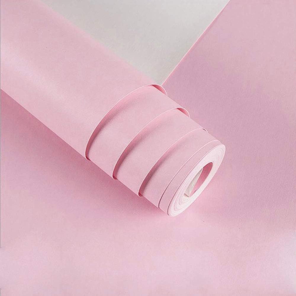 17.71" X 118"Pink Wallpaper Solid Color Peel and Stick