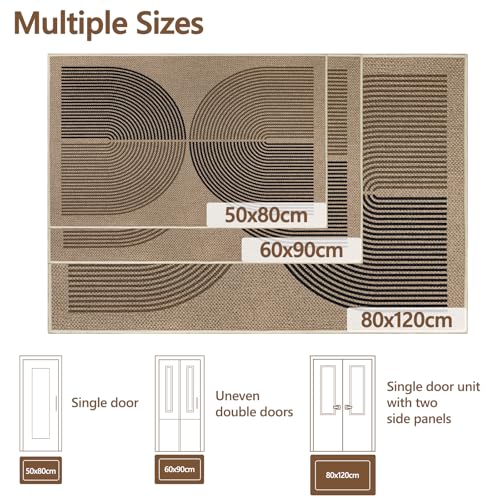 Capslpad Dirt Trap Door Mat 80x120cm, Non Slip Door Mat for Interior Door, Machine Washable Entrance Mat, Durable Jute Look, Indoor Entrance Mat