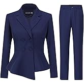 YUNCLOS Womens Suits 2 Piece Set Business Casual Double Breasted Blazer and Pantsuits for Work Office