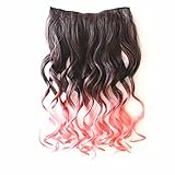 ACELIST New Two Tone One Piece Long Synthetic Thick Hair Extensions Curl/Curly/Wavy Clip-on Hairpieces 13 Colors (Black to Light Pink #11)