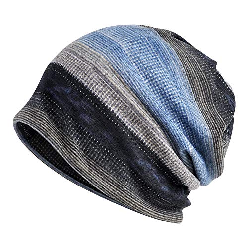 Paladoo Chemo Caps Cancer Headwear Infinity Scarf for Women (2 Pack Blue Stripes)