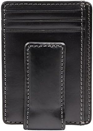 HOJ Co. CARRYALL Mens Leather Money Clip Wallet-Strong Magnetic Front Pocket Wallet-Exterior ID Window