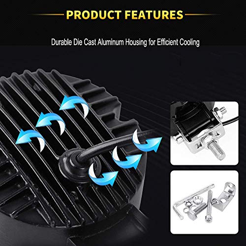 4PCS LED Auxiliary light 40W 3'' Motorcycle LED Fog Driving Running Lights with DRL Angel Eye 6000K White Spot Lighting Off-road Vehicle Marine Work Light, 2 Years Warranty (4PCS,Blue Halo)
