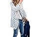 ZXZY Women Long Sleeve V Neck Hollow Out Floral Print Shirt Tops Long Blouse Tee, Medium, Blue