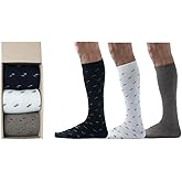 Pierre Henry Over the Calf Socks for Men (3 pairs) | Cotton Over the Calf Colorful Patterned Dress Socks | Size 7-11 |12-25