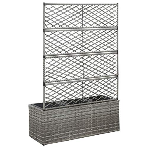 Tidyard Hochbeet Pflanzkasten Blumenkübel aus Poly Rattan Mit 3 herausnehmbaren Töpfen,Pflanzgefäß Rankhilfe Spalier Pflanzkübel Blumenkasten Blumentopf 83 x 30 x 130 cm Mit Rankgitter – Bild 5