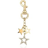 OTETTS Star Keychain Gold Metal Rhinestone Key Chain Cute Y2K Bag Charm Decor for Handbag Backpack Aesthetic Gift for Him Her