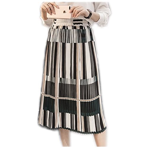 Amazon マルチストライプ柄マキシスカート プリーツ ロング丈