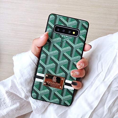 Phone Case for Galaxy S10 Plus, Fashion Luxury Classic Monogram Leather Back Protective Case for Galaxy S10 Plus